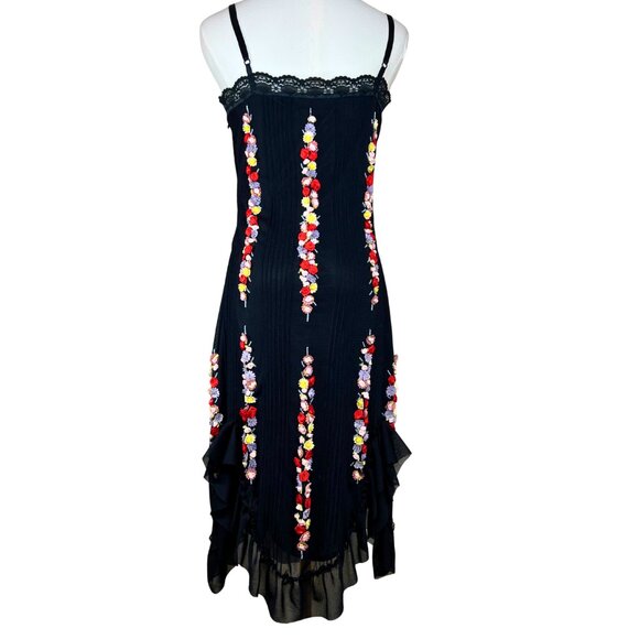 Vintage Sue Wong Black Dress with Colourful Floral Embroidery and beading - Picture 4 of 8